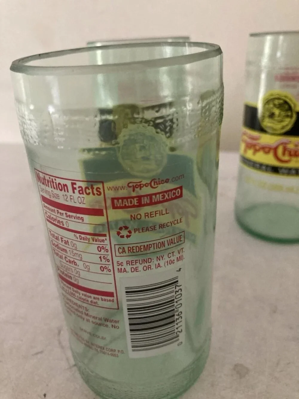 Upcycled Topo Chico Drinking Glasses Handmade Recycled Glass Tumblers Set Of 8